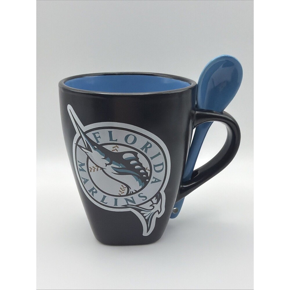 Vintage Florida Marlins Spoon Mug w/ Box & Blue Spoon CIB Rare MLB Ceramic Cup